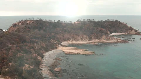 Fire aftermath. Scorched coast, charred coastline.  Stock Footage 158715532
