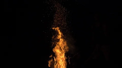 Fire Against Black Background Stock Footage 120545980