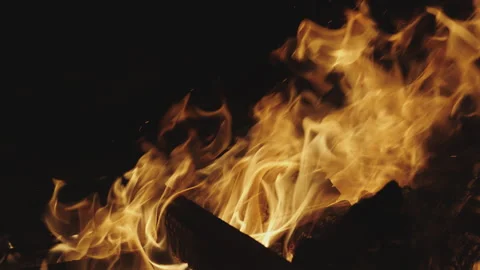Fire against black background Stock Footage 150689469