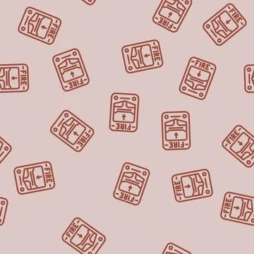 Fire alarm alert line vector seamless pattern Stock Illustration