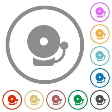 Fire alarm bell solid flat icons with outlines Illustrazione stock