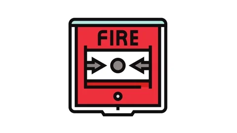 Fire alarm button color icon animation Stock Footage 326108332