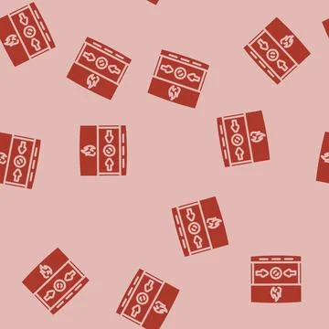 Fire alarm button glyph vector seamless pattern Stockillustratie