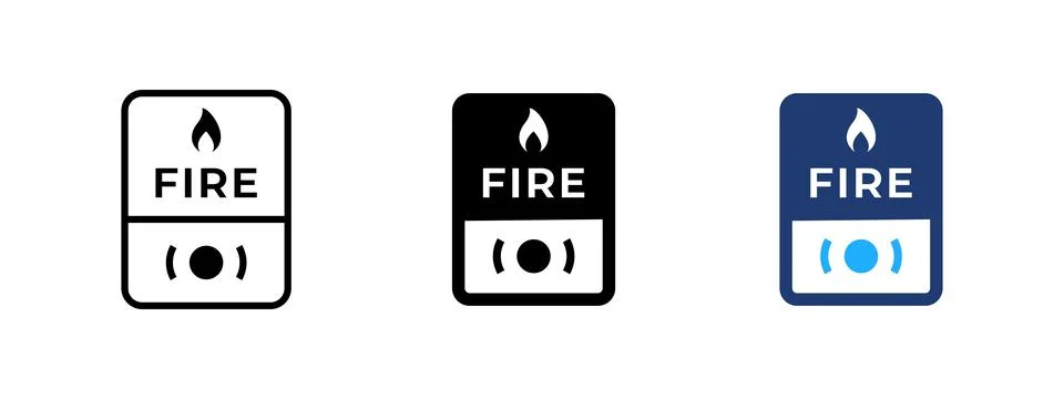 Fire alarm button icon. Emergency alert and warning symbol. Safety, protect.. Stock Illustration