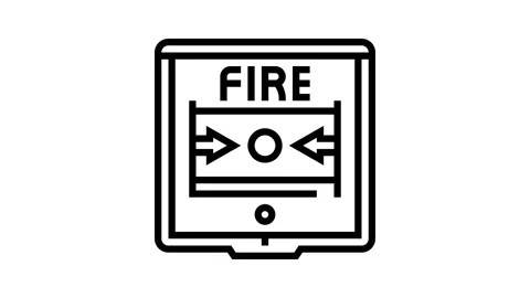Fire alarm button line icon animation Stock Footage 326125832