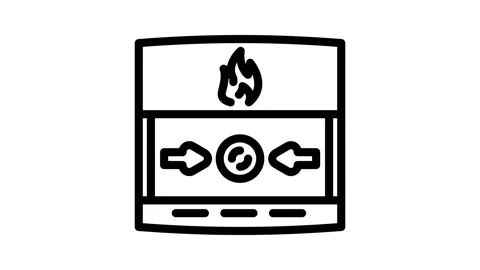 Fire alarm button line icon animation Stock Footage 326750882