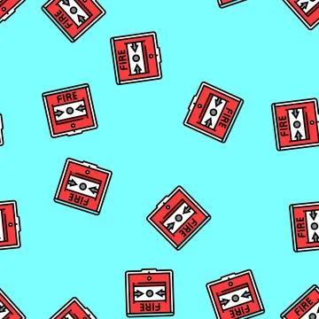 Fire alarm button vector seamless pattern Stockillustratie