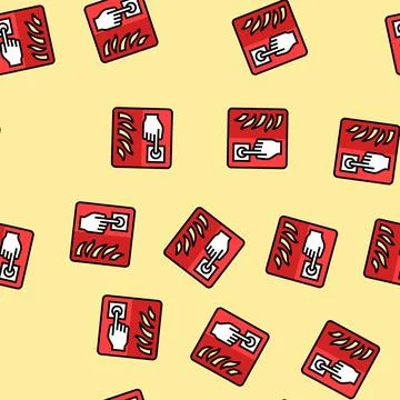 Fire alarm emergency vector seamless pattern Stock Illustration