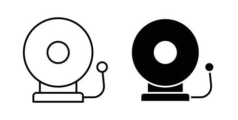 Fire alarm icon collection in black, Line icons, flat symbols Stock Illustration
