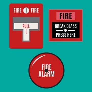 Fire alarm icon. Pull danger fire safety box Stock Illustration
