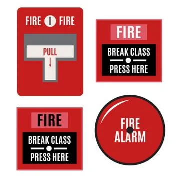 Fire alarm icon. Pull danger fire safety box Stock Illustration