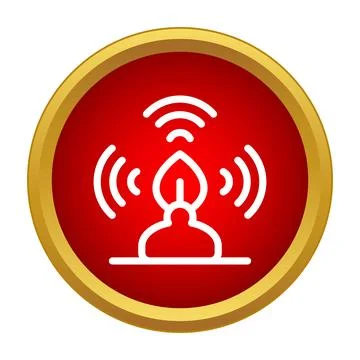 Fire alarm sensor detecting smoke icon Stock Illustration