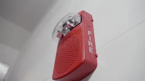 Fire alarm siren on wall Stock Footage 313643102