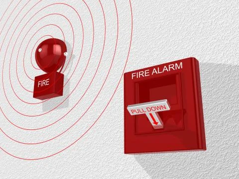 Fire alarm switch activated sounding an alarm Stock Illustration