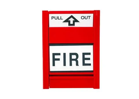 Fire alarm switch box isolated on white background with clipping path Stock Photos