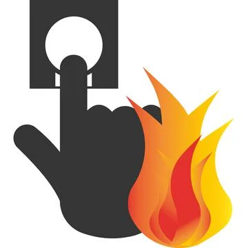 Fire alarm switch. Fire hazard. Vector black image. Stock Illustration