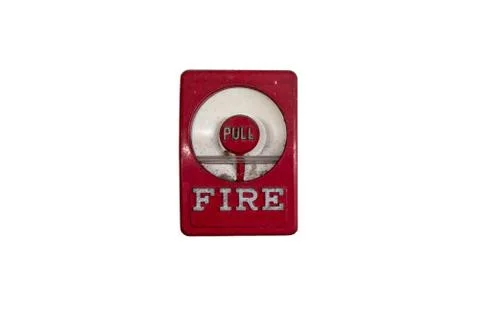Fire alarm switch isolated on white background. Stock Photos