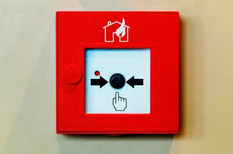 Fire Alarm System Button. Closed-up of Fire alarm press machine. Stock Photos