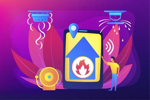 Fire alarm system concept vector illustration. Stock Illustration