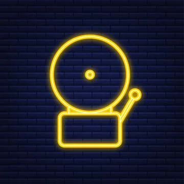 Fire alarm system. Fire equipment. Neon style. Vector illustration. Stock Illustration