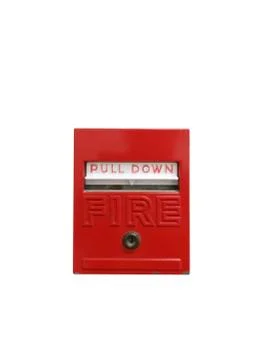 Fire alarm system. Old Pull danger fire safety box Stock Photos