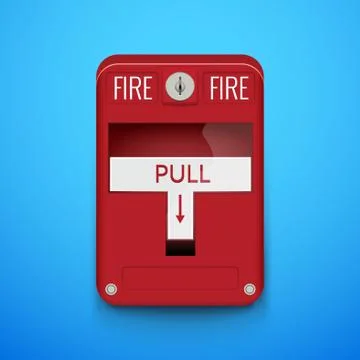 Fire alarm system. Pull danger fire safety box. Break red alarm equipment Stock Illustration