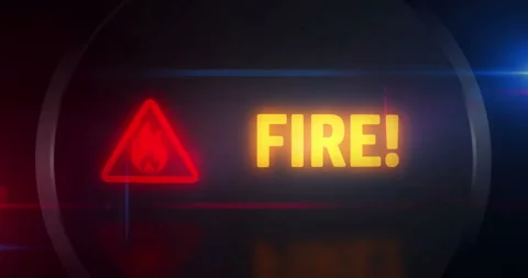 Fire alert symbol light flashing on board control display Stock Footage 334970184