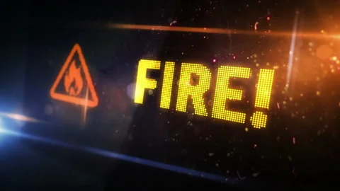Fire alert symbol light flashing on digital display Stock Footage 334970223