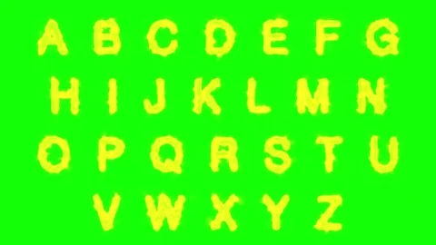 Fire alphabet letters burning isolated on green screen Stock Footage 77166860