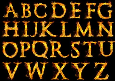 Fire Alphabet Letters Stock Illustration
