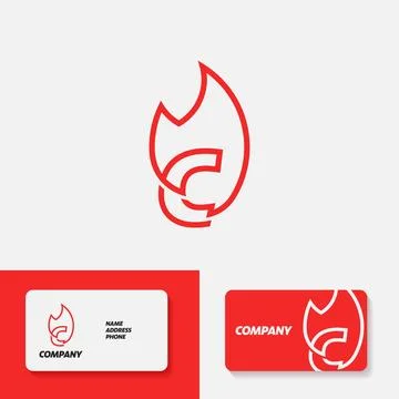 Fire Alphabet Logo C Stock Illustration