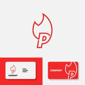 Fire Alphabet Logo P Stock Illustration