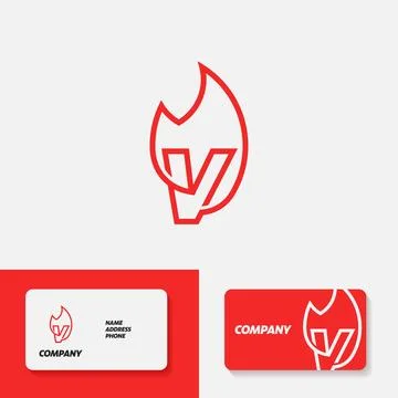 Fire Alphabet Logo V Stock Illustration