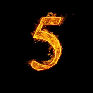 Fire alphabet number 5 five Illustrazione stock