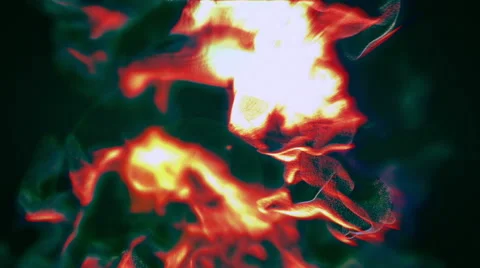 Fire and ashes like in the crater of the volcano, 3D particles, looping Stock Footage 65028459