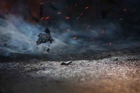 Fire and ashes on  wind Stock Photos