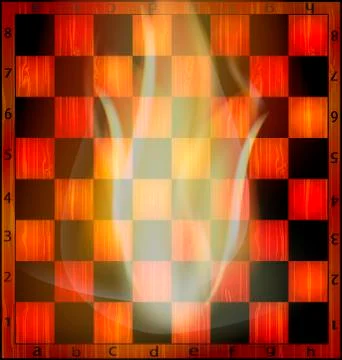 Fire and chessboard Stock Illustration