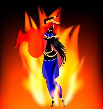 Fire and east dance Stock Illustration