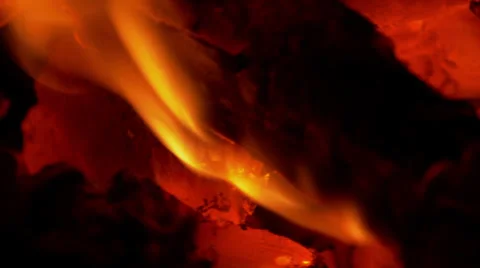 Fire and embers pan right Stock Footage 24632773