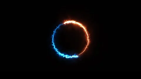 Fire and Energy Ring Loop on Black Background Stock Footage 319558654