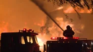 Fire And Firefighter Firemen Firetruck Flaming Storm Inferno Stock Footage