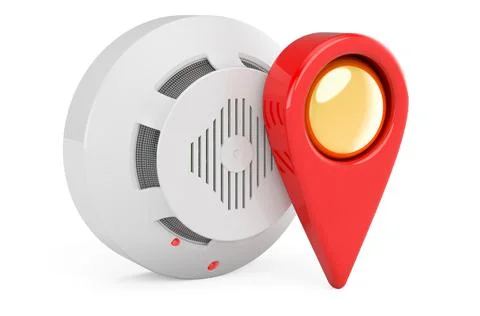 Fire and flame detector with map pointer. 3D rendering Illustrazione stock