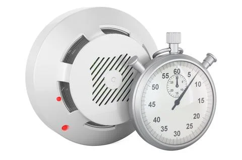 Fire and flame detector with stopwatch, 3D rendering Stock Illustration