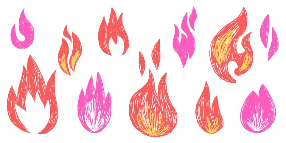 Fire and flame elements with graffiti texture Stock Illustration