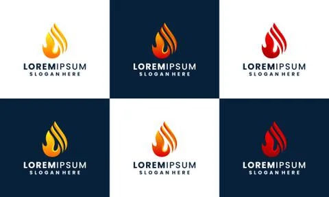 Fire and flame logo design collection template Stock Illustration
