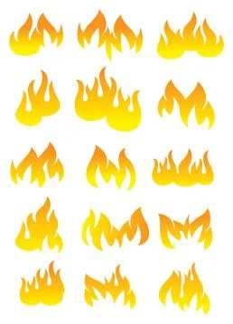 Fire and Flame Vector Icon Set Stock Illustration