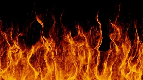 Fire and flames animation. isolated on black background. Stock Footage 302875848