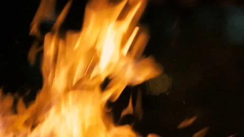 Fire and flames burning in the night on dark background Stock-Footage 72479393