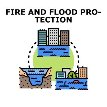 Fire and flood protection concept vector illustration Stock Illustration