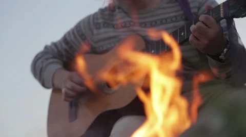 Fire and guitar 2 Stock Footage 48812981